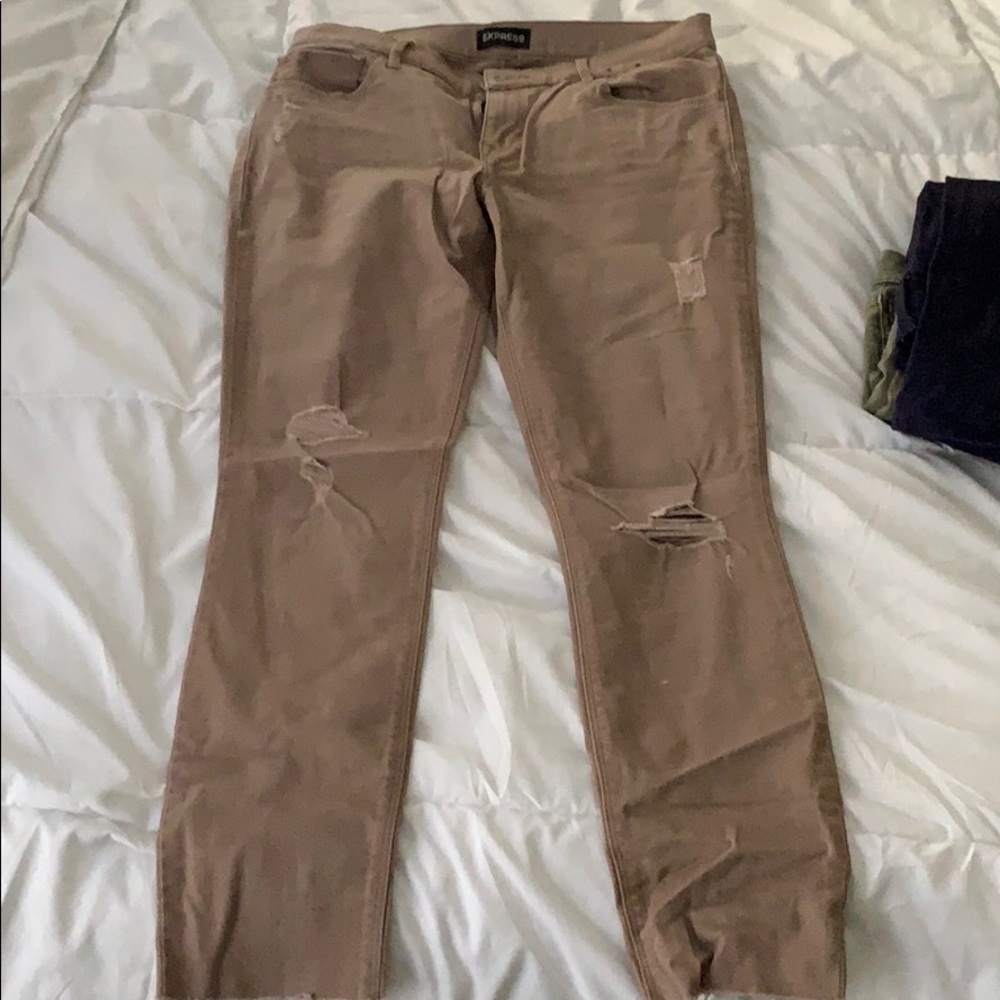 Express jean legging. Mid rise. Khaki. Never worn